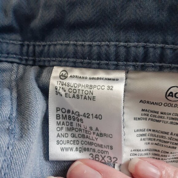 Adriano Goldschmied Men's 36X32 The Everett Sueded Steel Blue Straight Leg Jeans - Picture 7 of 15